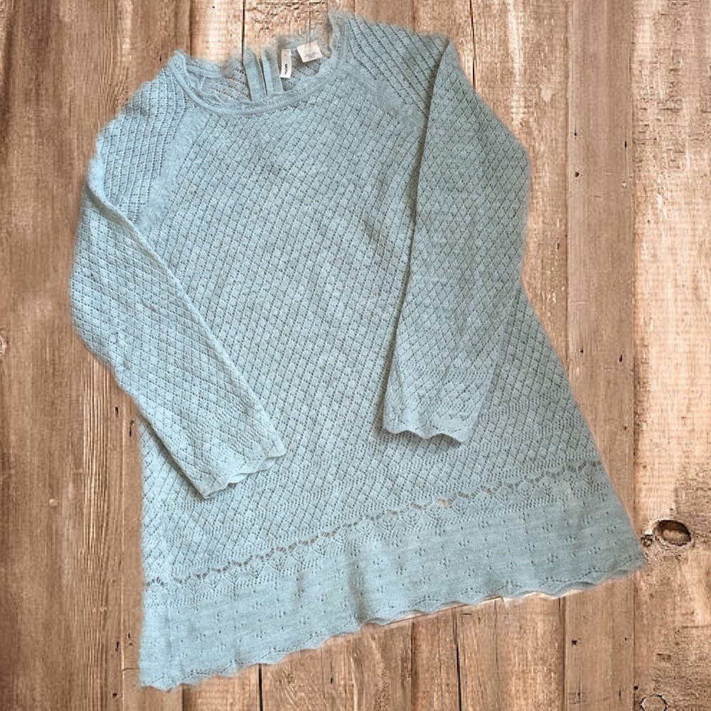Anthropologie Moth Mint Green 100% Wool Zip Back