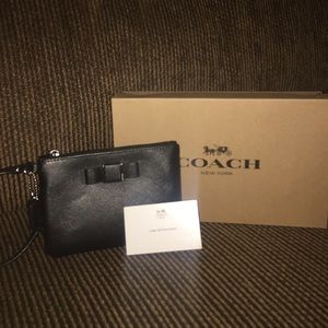 Sale!NWOT- Coach black leather wristlet.