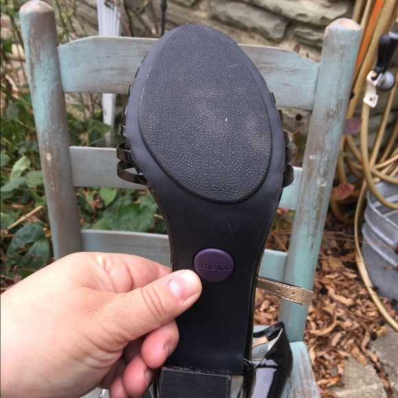 Women's me Too Black Chunky Leather Heels 8.5M NEW - Picture 5 of 5