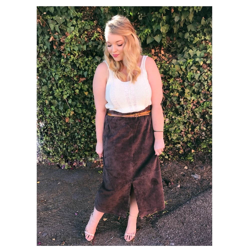 Alfani Brown Leather Skirt