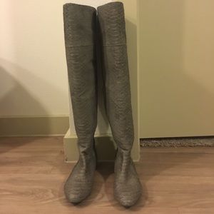 Zara gray python embossed over the knee boots