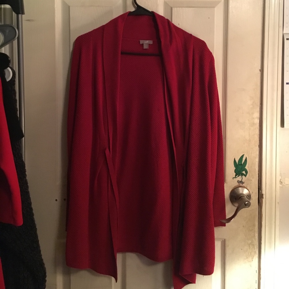 Red front tied cardigan