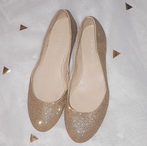 Nine West Gold Glitter Ballerina Flats NWT Size 6