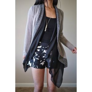 Mina knitted mesh hi-lo long cardigan