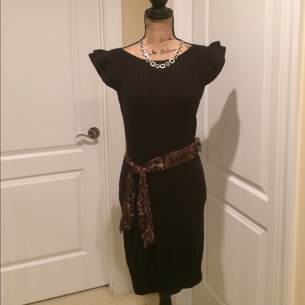 Pointelle knit sweater dress