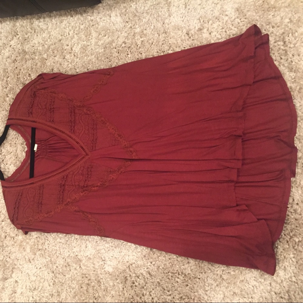 Free people burgundy thick sleeve tank