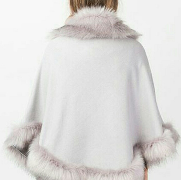Gray Faux Fur Poncho SALE - Picture 2 of 4