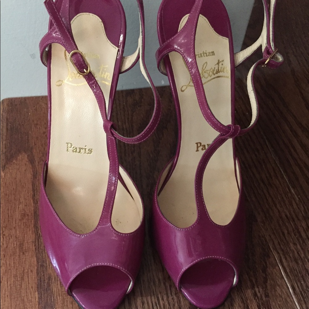 Christian Louboutin Sz 5 Patent open-toe heels