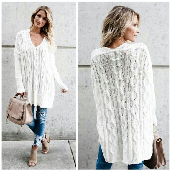 HP✨ Chunky Oversized Cable Knit Sweater Dark Olive - Picture 3 of 7