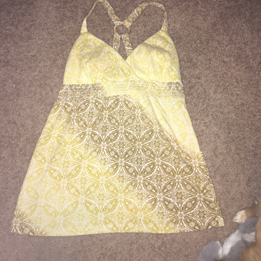 Self Esteem yellow and brown patterned tank