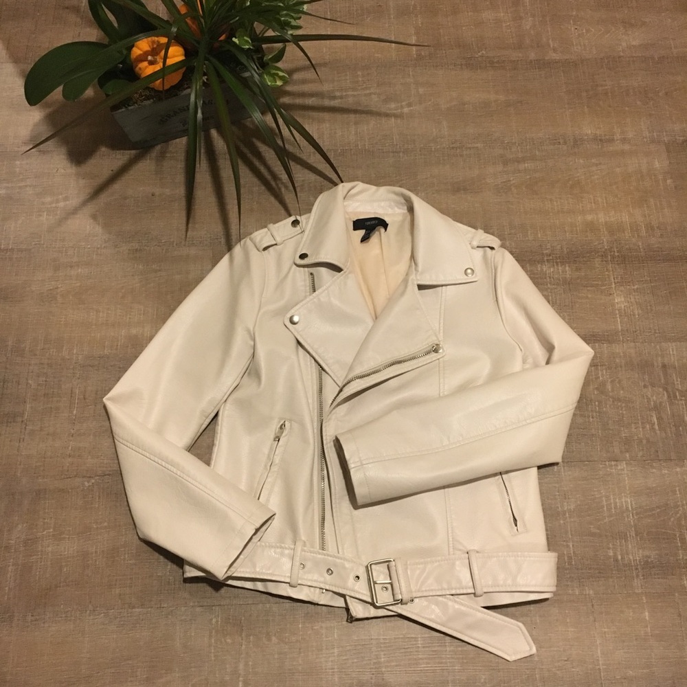F21 Cream Biker Jacket