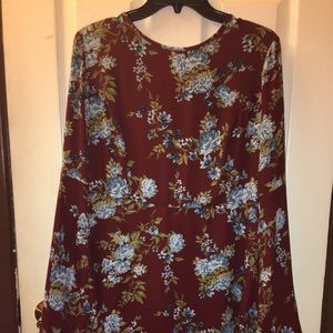 Fall flower printed dress