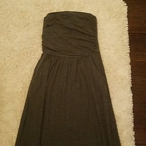 Dark Gray Strapless Maxi Dress with Pockets!