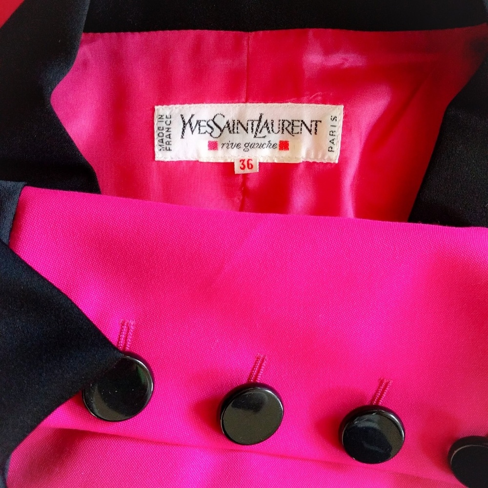 ♥️HP♥️ Vtg YSL Pink Le Smoking Tuxedo Blazer 36 - Picture 4 of 7