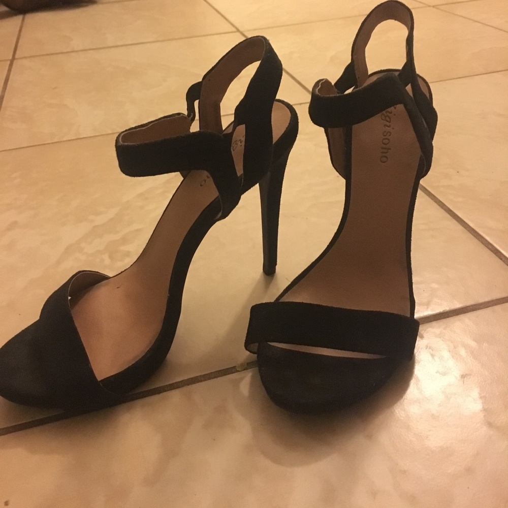 Black strapped heels