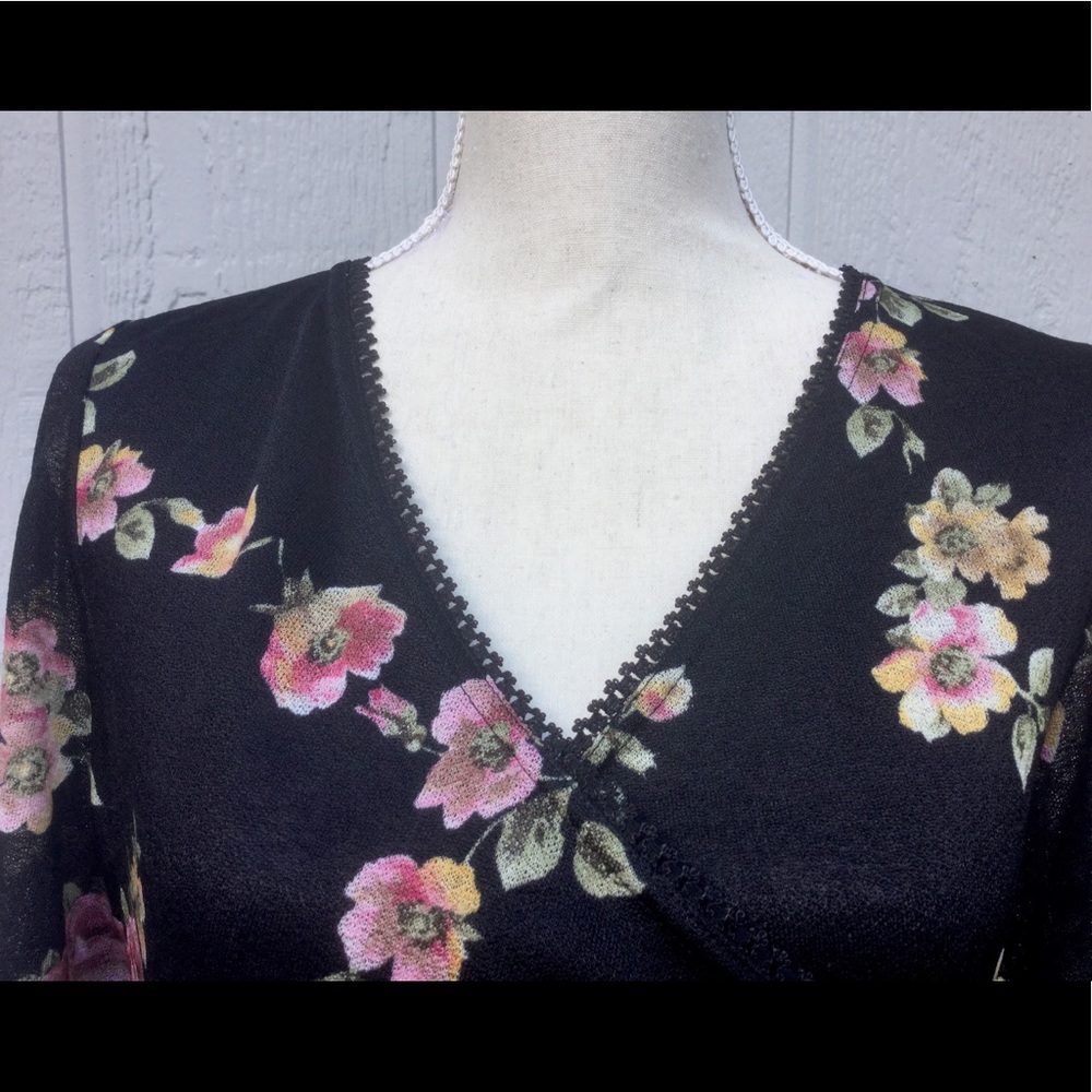 Black Floral Fit and Flare Dress