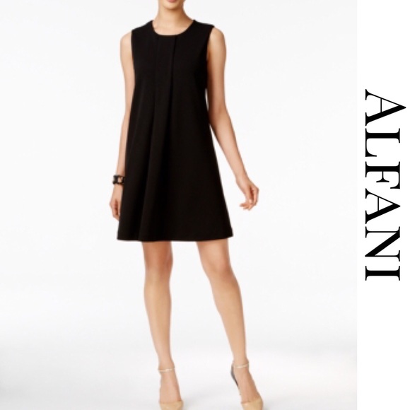 • Alfani • Black Pleated A Line Shift Dress Size 6 - Picture 3 of 7
