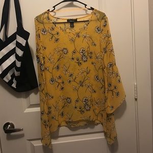 Yellow flowing blouse
