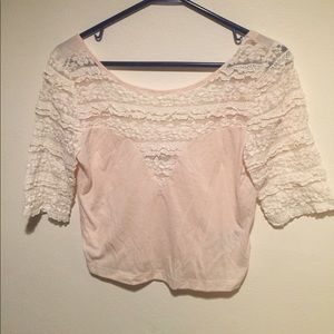 Lacy cream crop top
