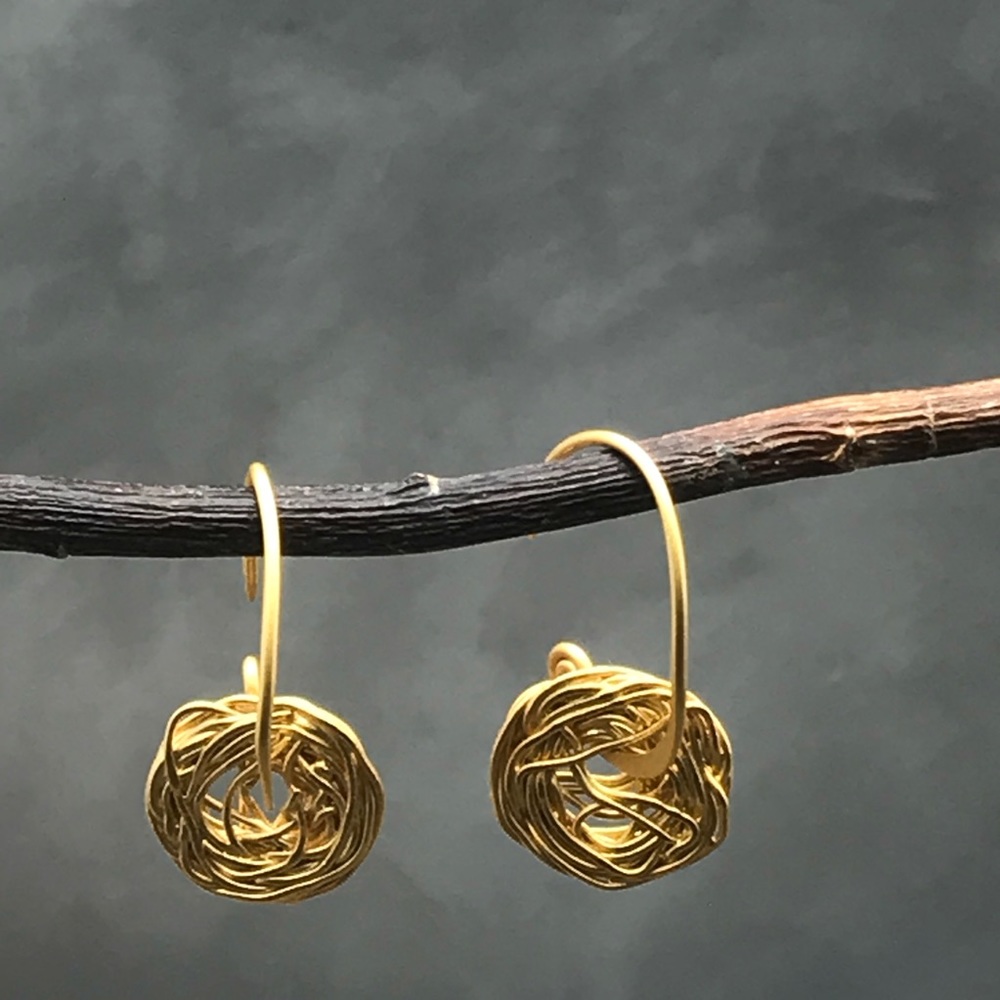 Swirl earrings with 24 karat gold on silver - Picture 3 of 6