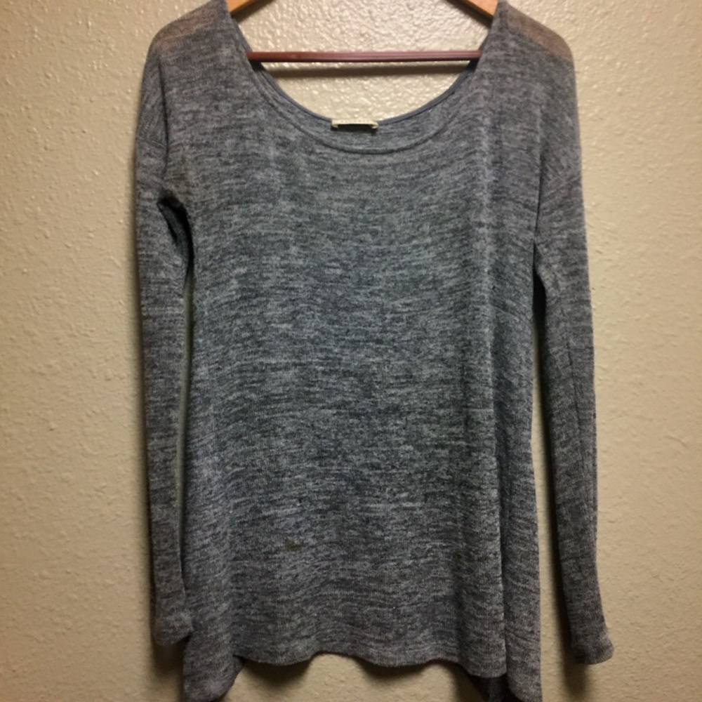 Lightweight oversized grey knit with open back