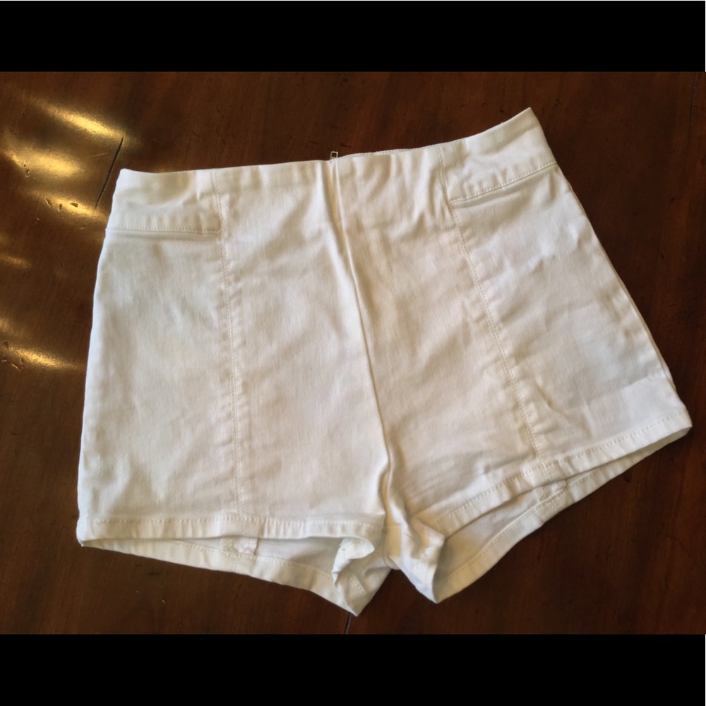 Forever 21 White Stretch Denim Shorts