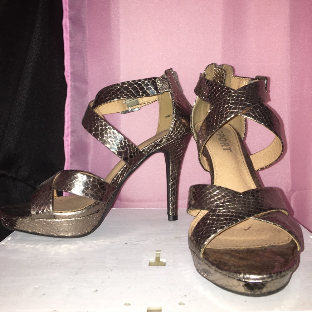Silver Strappy Heels