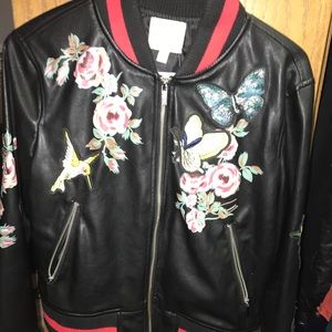 Urban outfitters embroidered leather jacket