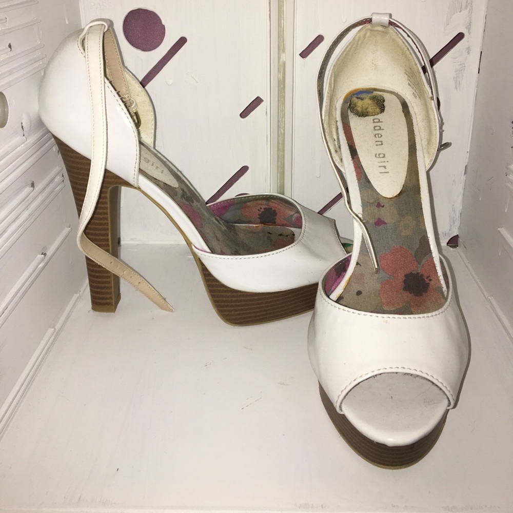White Open Toe Heels