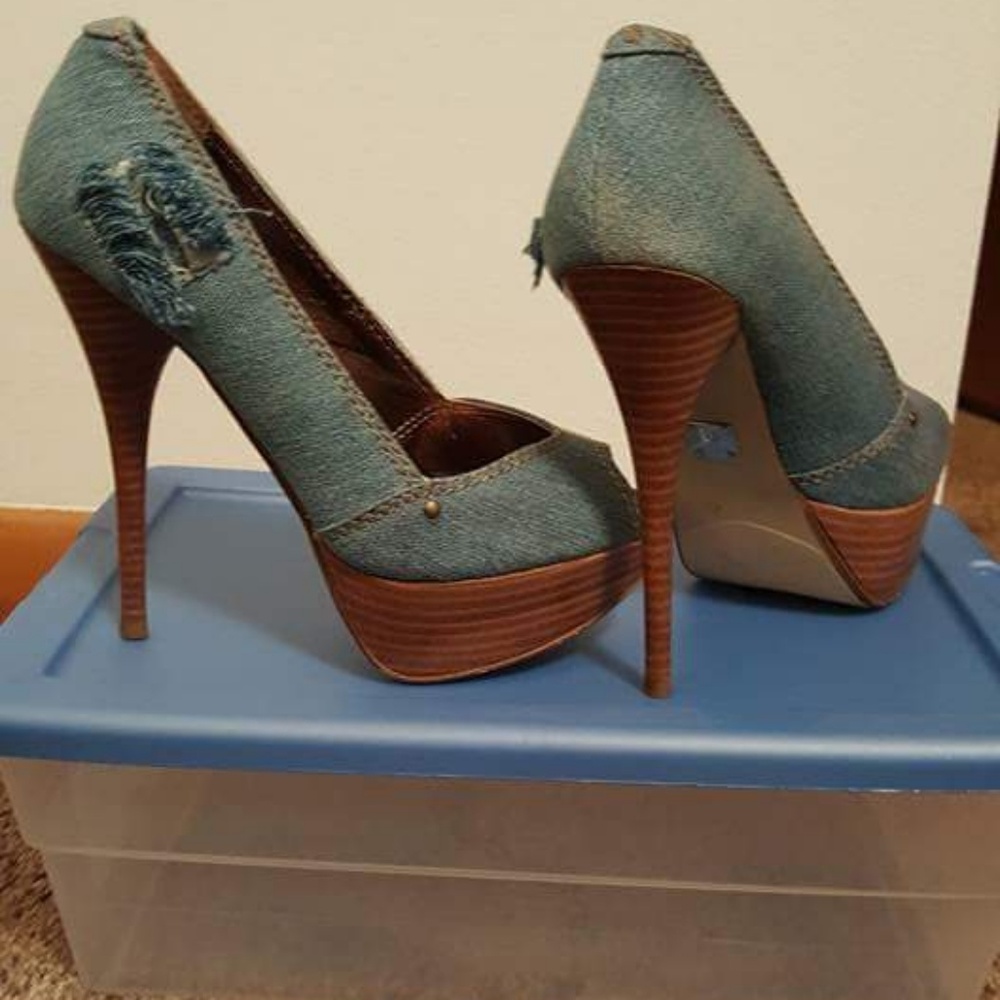 Denim heels