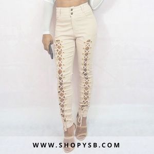 Khaki high waisted pants