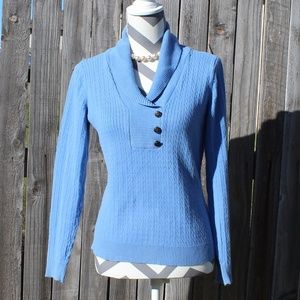 Sky blue Karen Scott pullover cable knit sweater