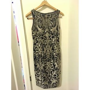 Adrianna Papell metallic embroidered sheath dress