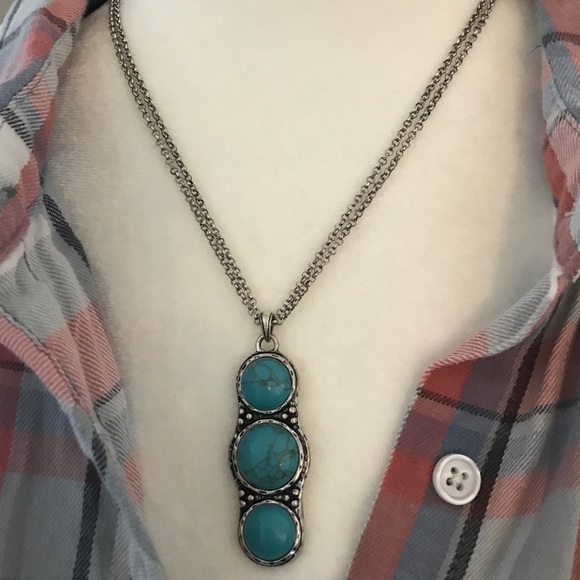 Lucky Brand Jewelry - Lucky Brand Turquoise Drop Silver Necklace