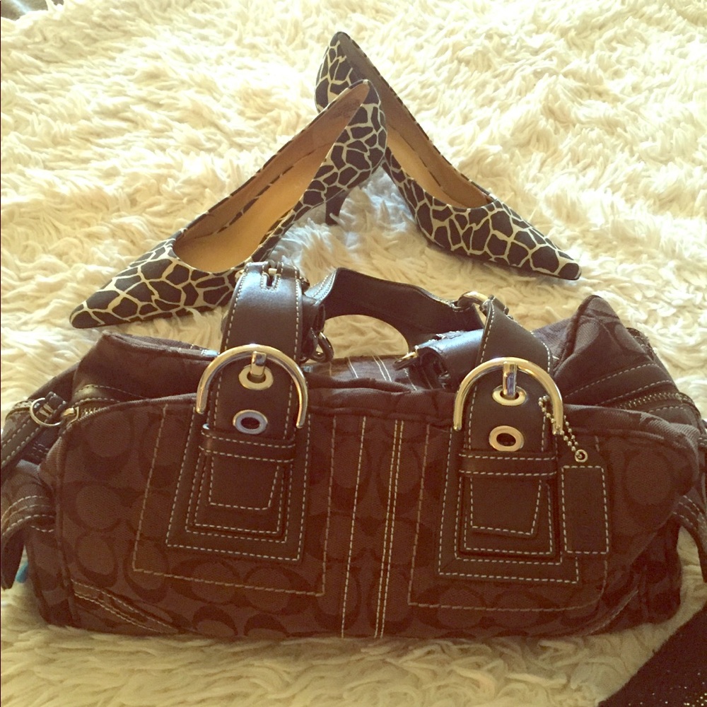 Vintage Coach Purse Monogram Drk Brown