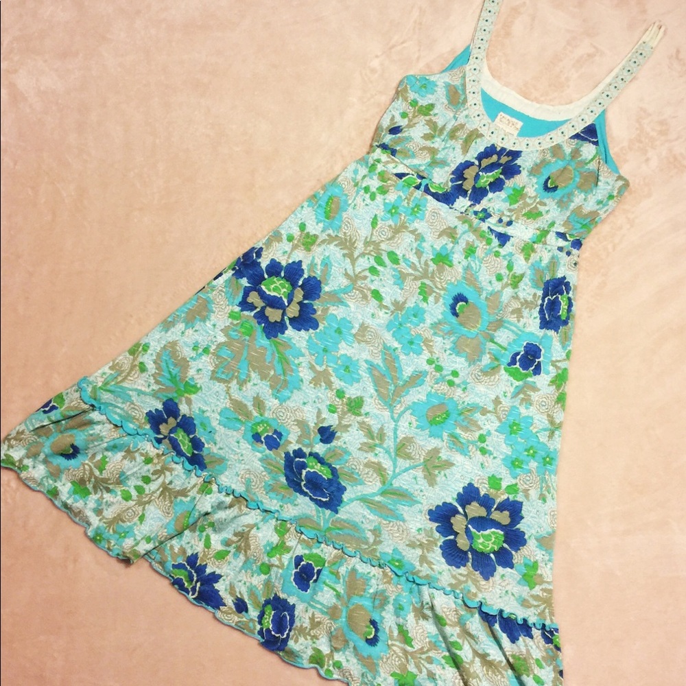 Free People Aqua Floral Dress