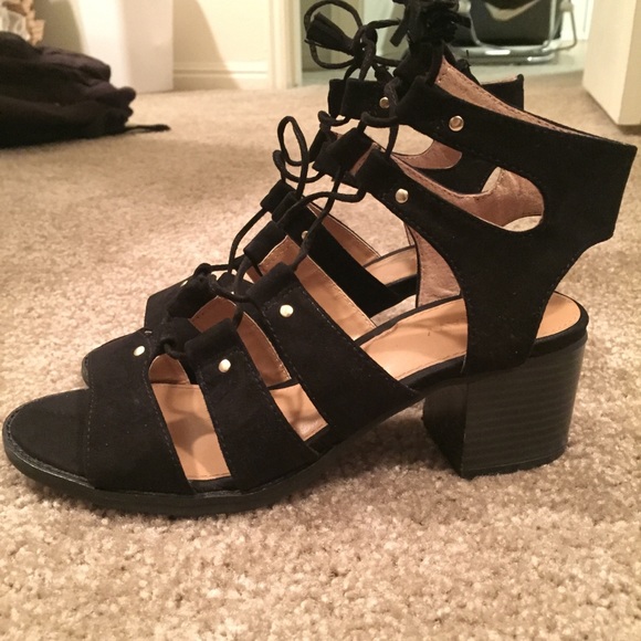 Sueded Gladiator Heeled Sandal - Picture 2 of 6