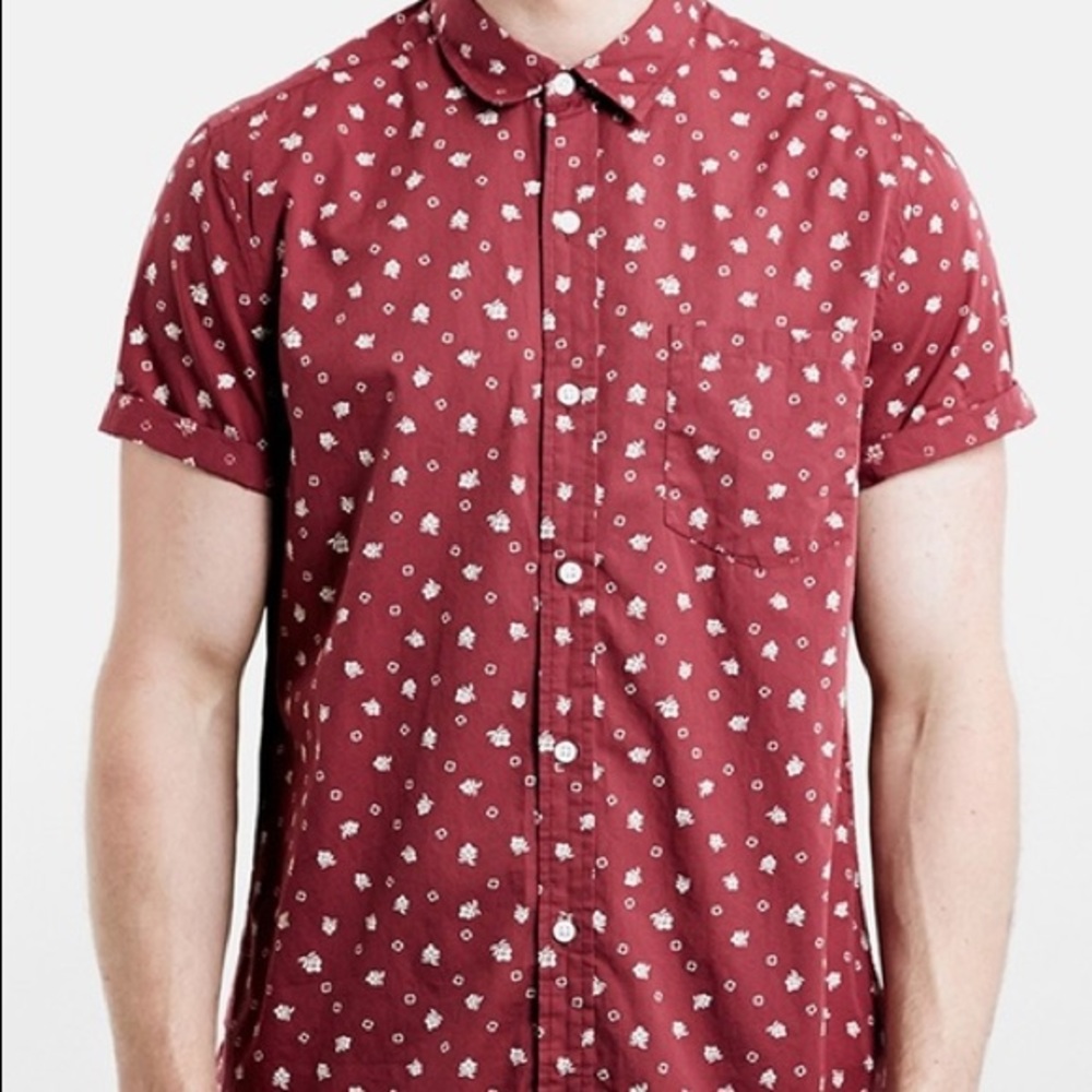 Topman red men's floral shirt NWOT