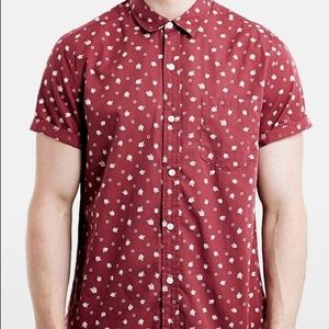 Topman red men's floral shirt NWOT