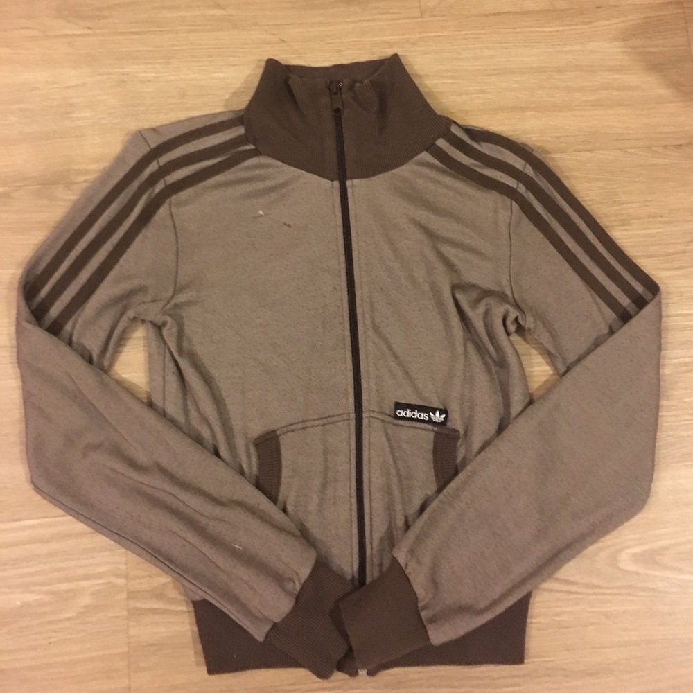 Adidas brown/tan track jacket