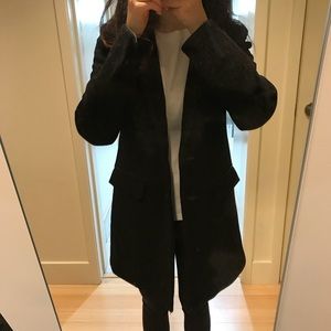 ZARA Black Coat with leather details