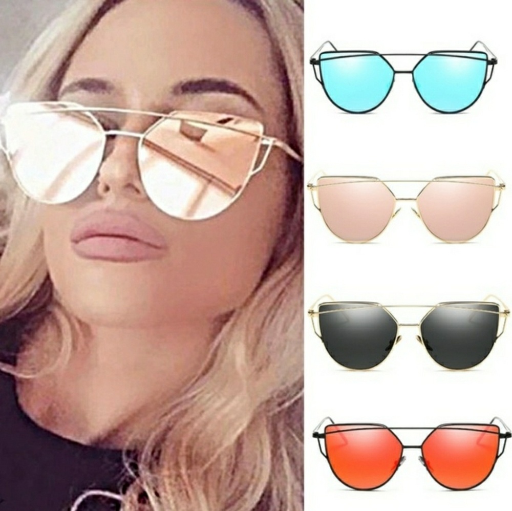 Fashion womens double metal nose bridge sunglasses
