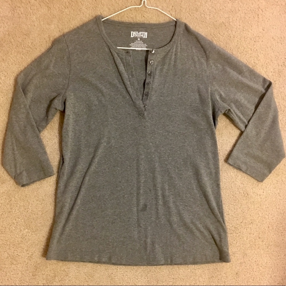 Duluth Trading Co. grey 3/4 sleeve tshirt. Sz. M