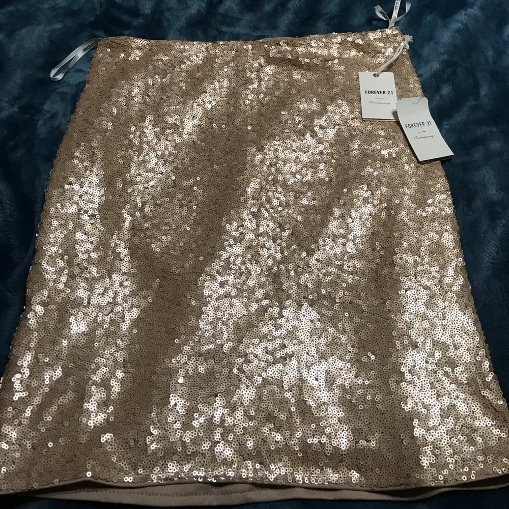 Rose gold sequin pencil skirt