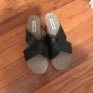 Black Steve Madden slip on platforms