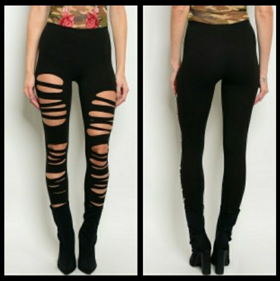 Milky Way Small Black Distressed Leggings - Picture 2 of 3