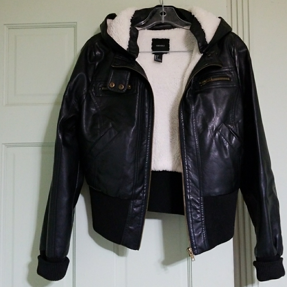 Forever 21 faux leather crop jacket