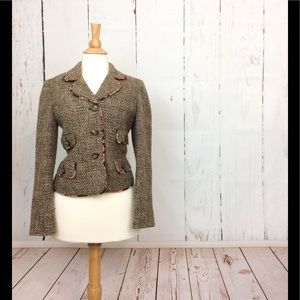 Ann Taylor LOFT Petites Brown Tweed Wool Blazer