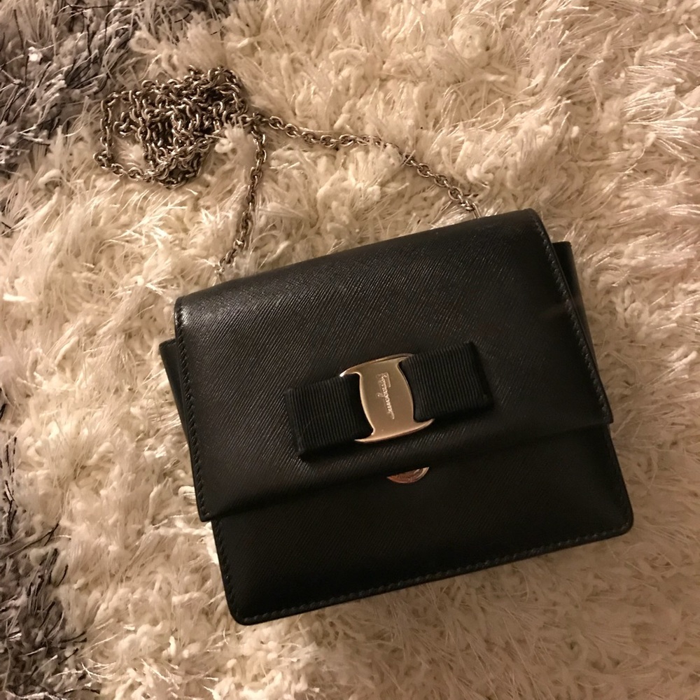 Salvatore Ferragamo Silver Chain Crossbody Bag