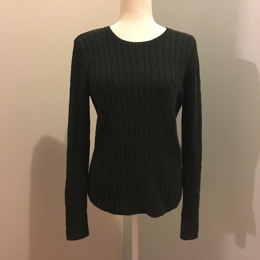 St John's Bay Green Cable Knit Sweater